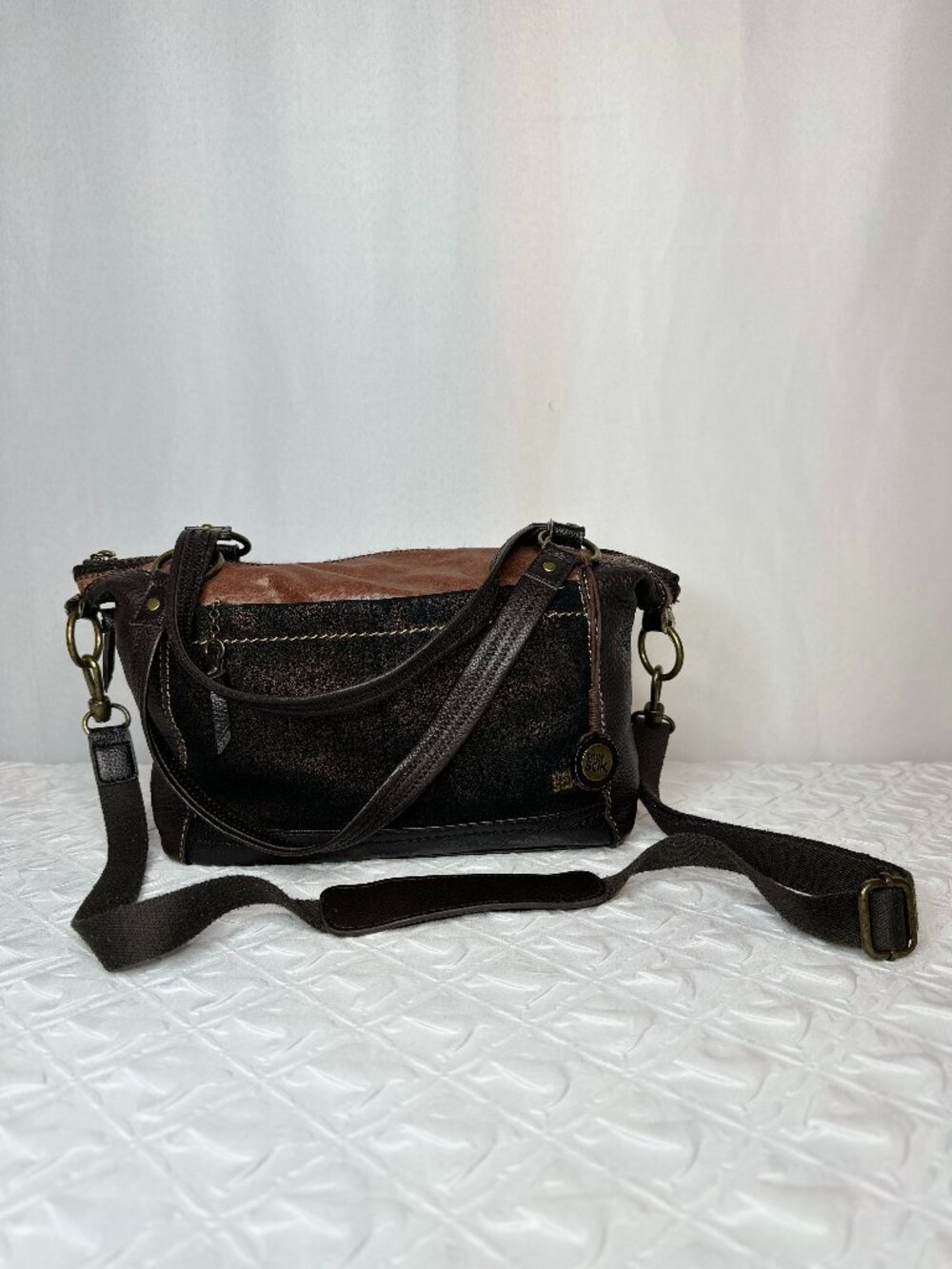 The Sak Indio Patchwork Crossbody Purse 100% Leather Body Boho Indie Cottage
